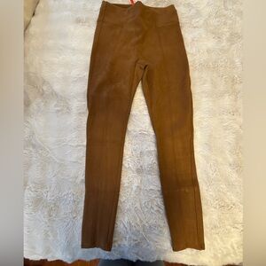 SPANX Camel High-Waisted Leggings Medium Faux Suede